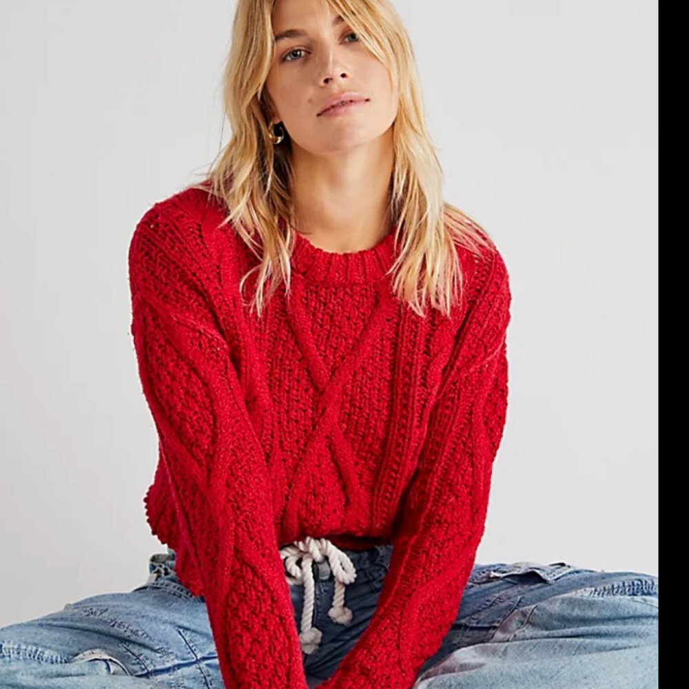 Free People Cutting Edge Cable Pullover